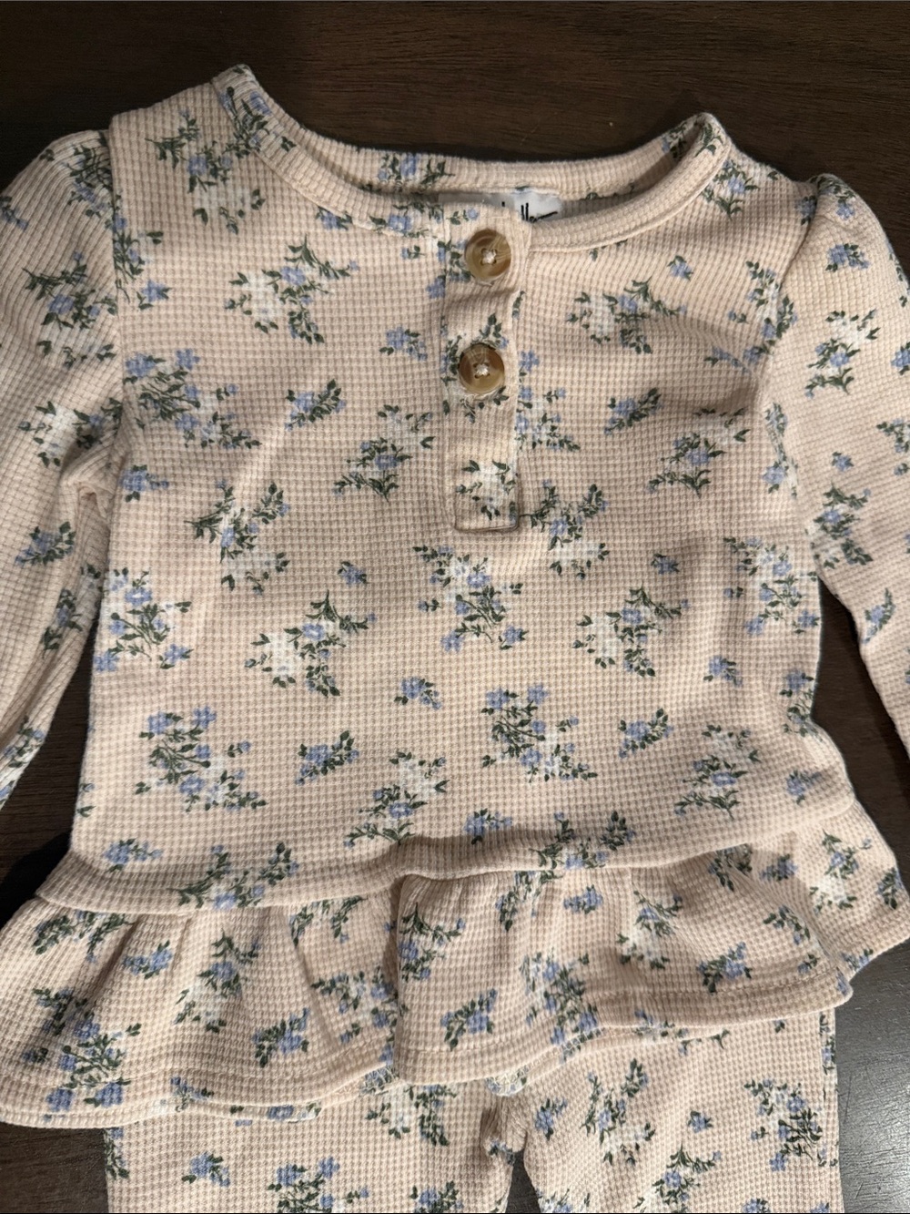 Girls Cream Floral Ruffle Set 12months - Picture 5 of 6